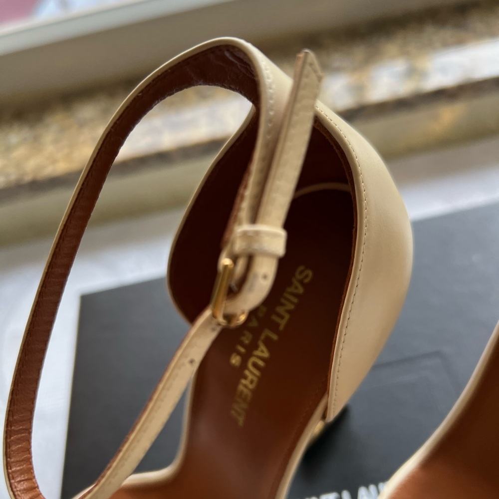 Saint Laurent Beige Ankle Strap Heels, NWB - Picture 16 of 16